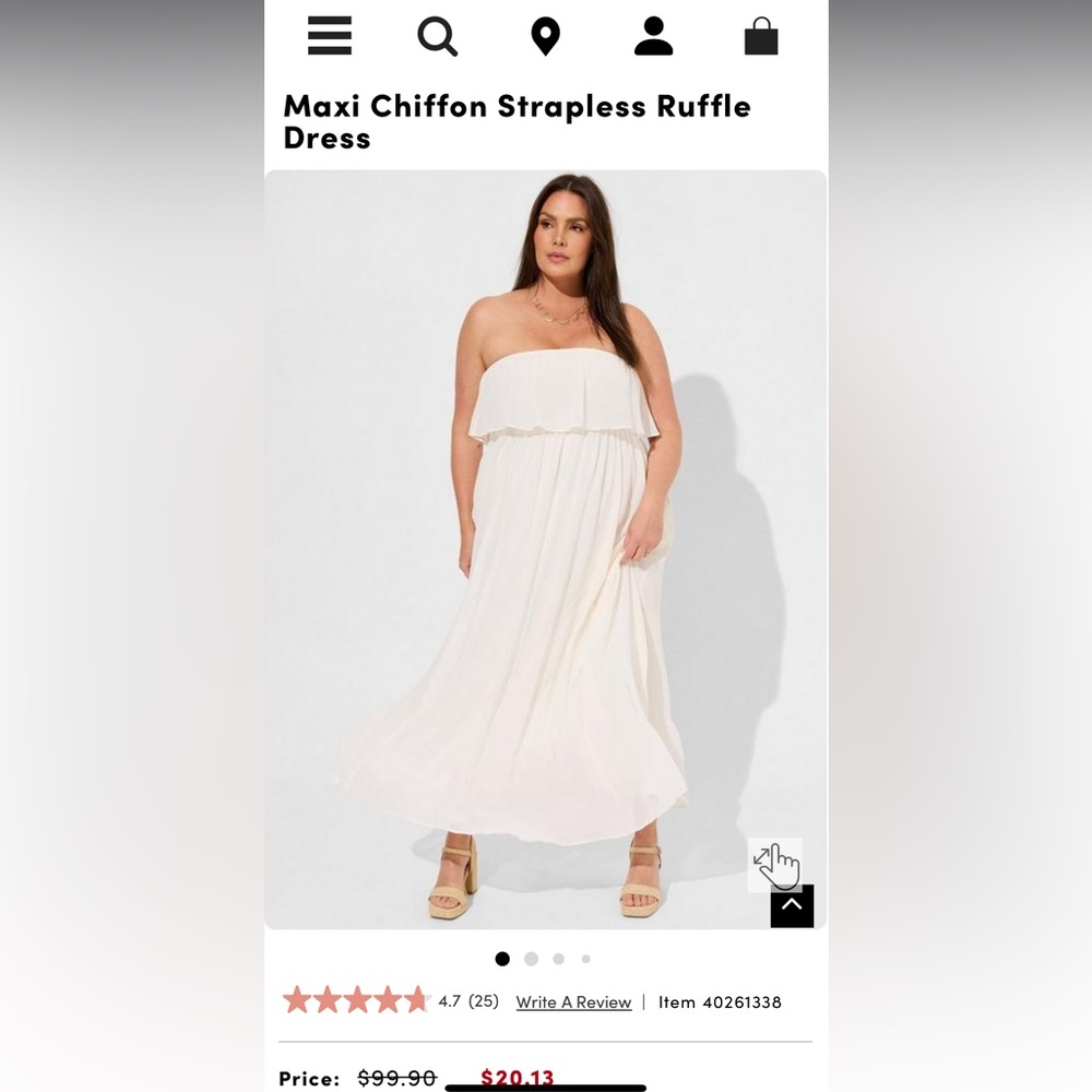 Torrid Maxi Chiffon White Torrid dress 1X